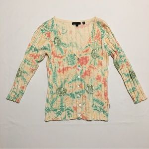 BCBGMaxAzria Tue Dye Cardigan Sweater Size Medium